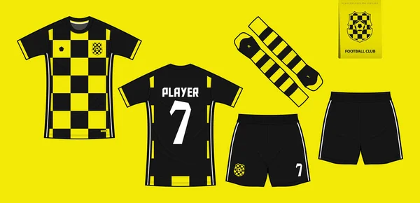 Camisola Futebol Design Modelo Mockup Kit Futebol Para Clube Esportivo — Vetor de Stock