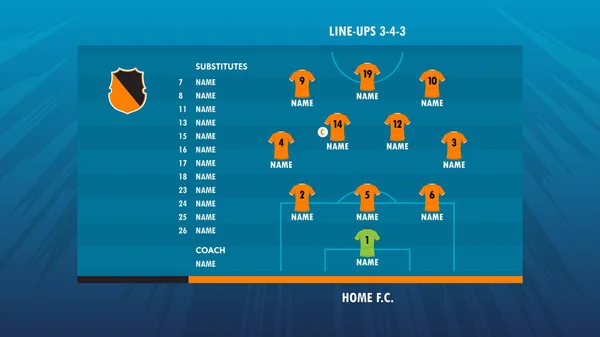 Fotbalové Nebo Fotbalové Utkání Lineups Formace Infografické Šablony Sada Umístění — Stockový vektor