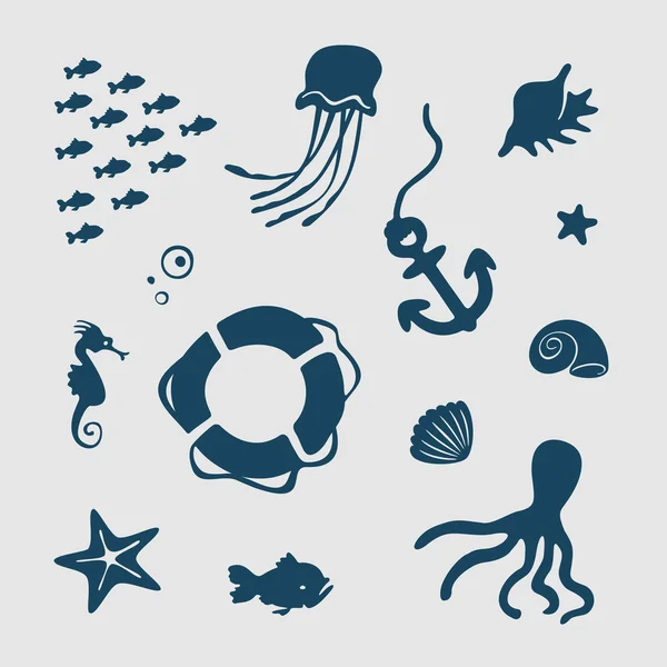 Set of Vector Symbols Sea — Stock Vector