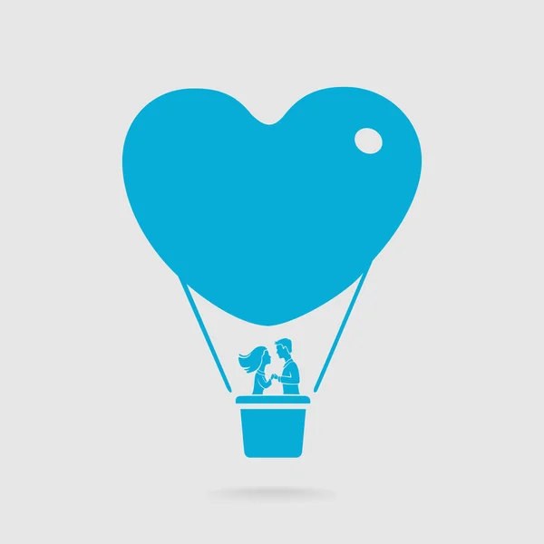 Couple on a balloon Vector Symbol — Stock Vector