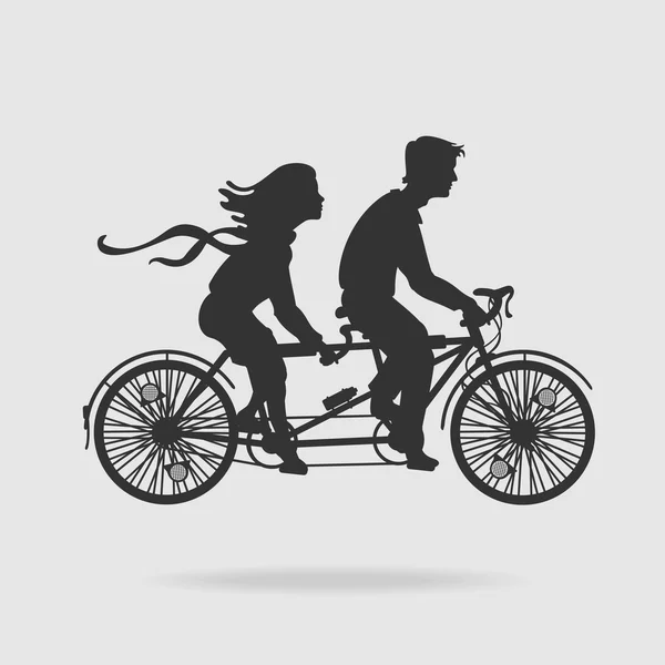 Vector par på Tandem cykel — Stock vektor