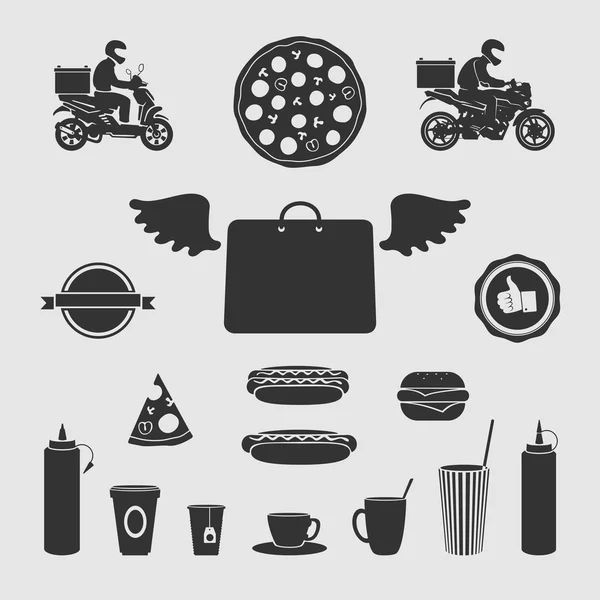 Ensemble de symboles Livraison de nourriture — Image vectorielle
