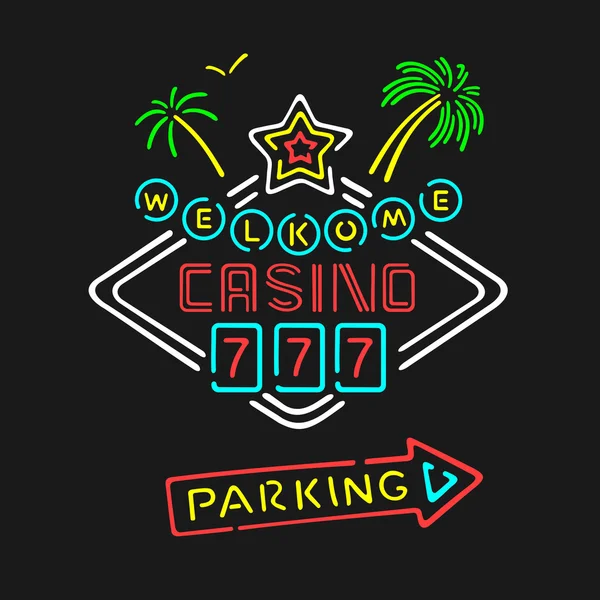 Vektor Symbol Neon Casino — Stockvektor