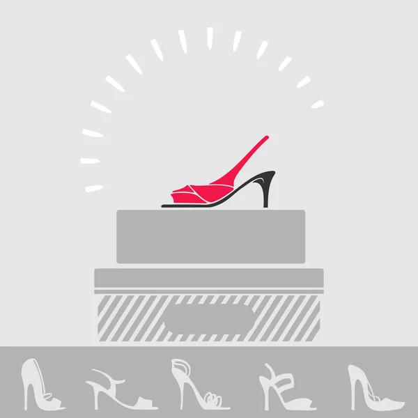 ショップの女性靴ショーケース — ストックベクタ