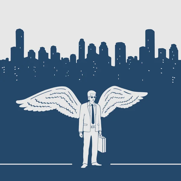 Man in a suit with wings — Stock Vector