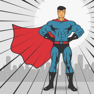 Super Action Hero Stand Vector Illustration clipart