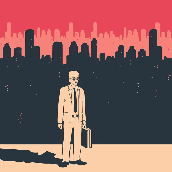 Illustration vectorielle Homme d'affaires dans la ville — Image vectorielle