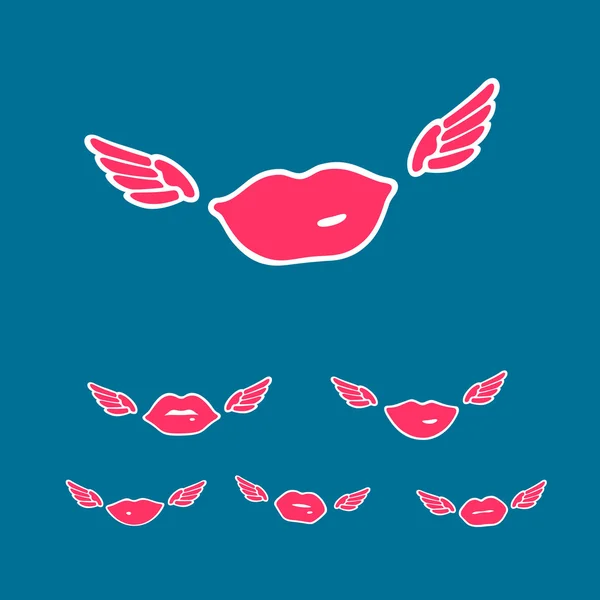 Set de símbolos Vector Ilustración Flying Kiss — Vector de stock