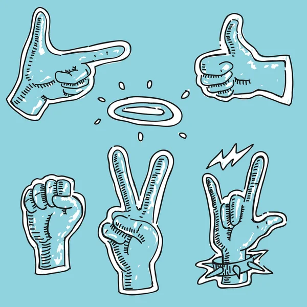 Ustawić Symbol Hand Gesture — Wektor stockowy