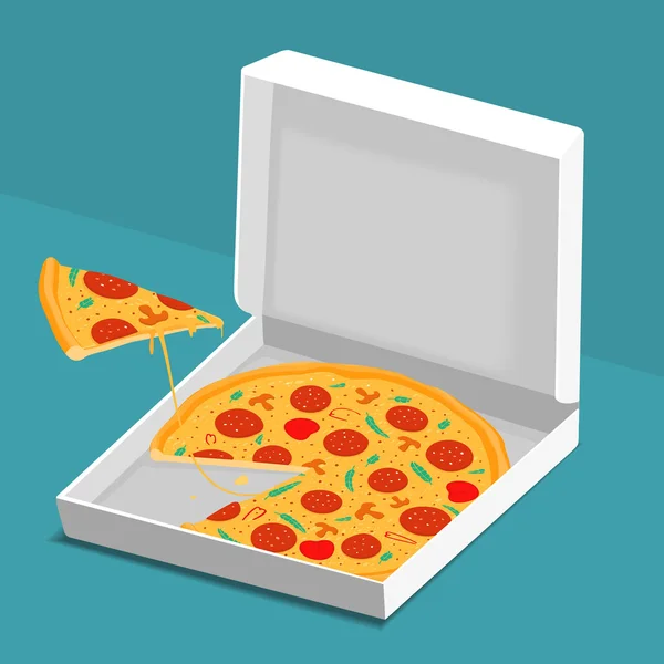 Pizza in het vak — Stockvector