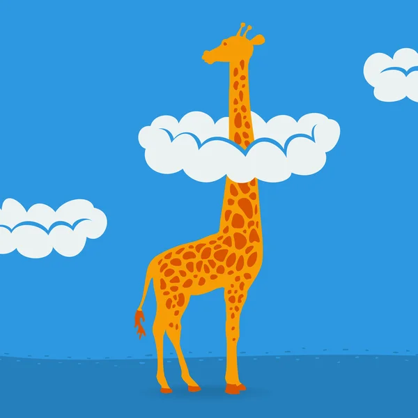 蓝蓝的天空背景上的长颈鹿 — 图库矢量图片