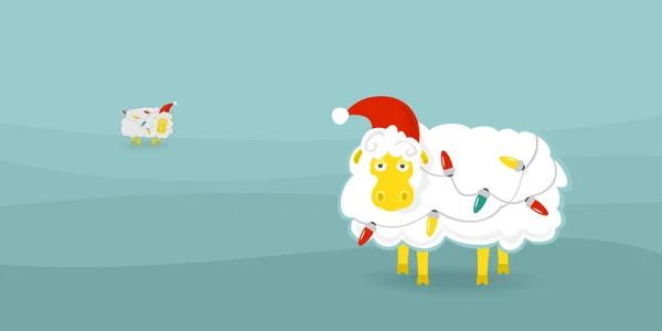 Kerstkaart schapen — Stockvector