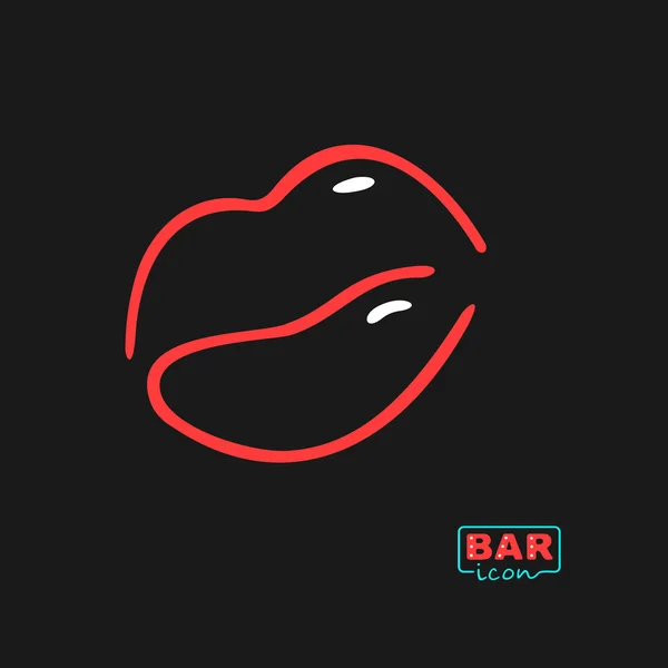 Neon Bar Simbolo labbra — Vettoriale Stock