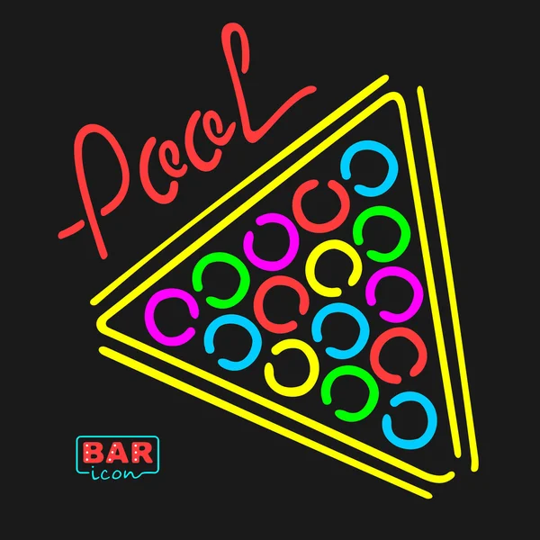Neon Bar Symbol Biljard — Stock vektor