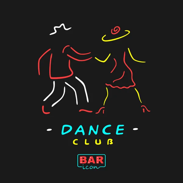 Neon Symbol Dance Club — Stockový vektor