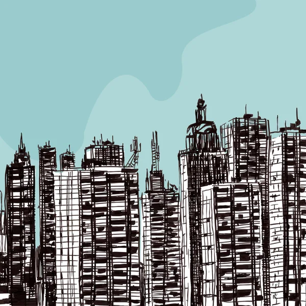 Kreslení značka městských domů — Stockový vektor