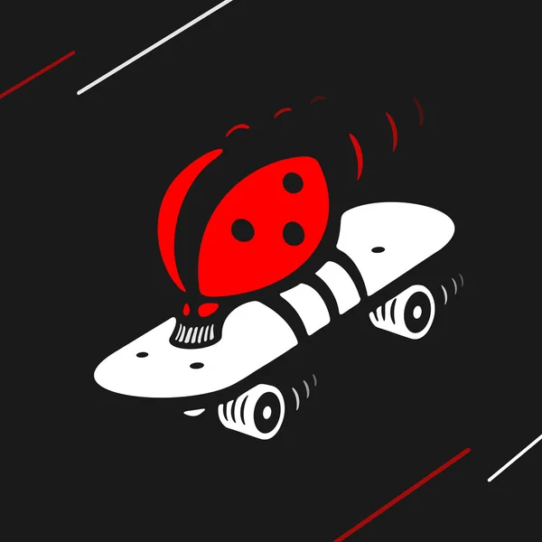 Vector Symbol Ladybug Speed Skating — Stock Vector