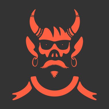 Vektör simge kafatası boynuzlarıyla