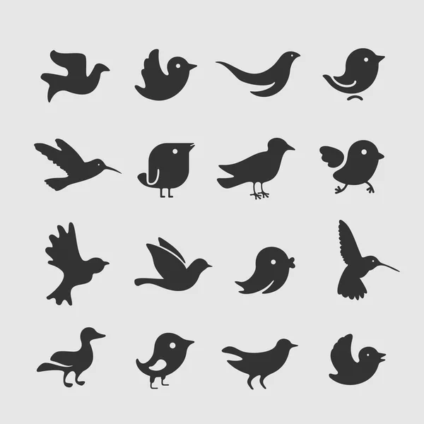 Vector Set of bird symbols — Stock Vector