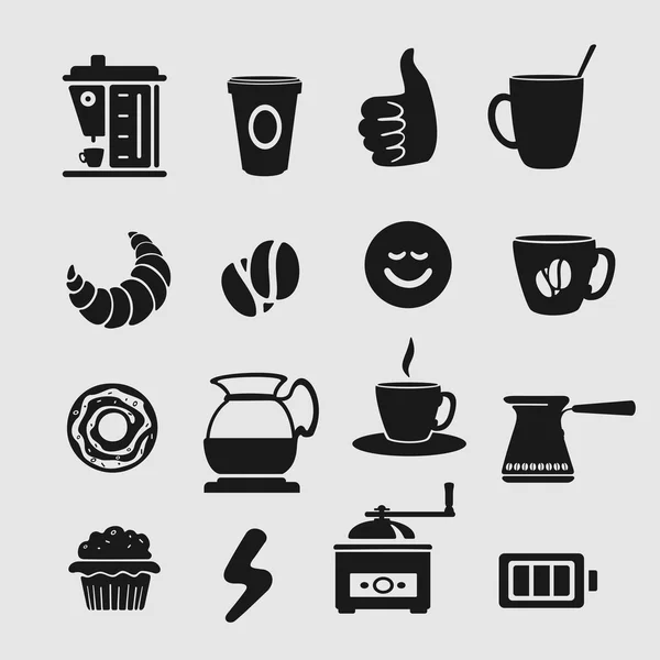 Set Simboli Caffè Vettoriale Vettoriale Stock