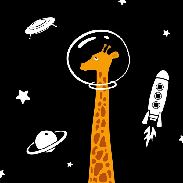 Giraffe In Space — Stock Vector