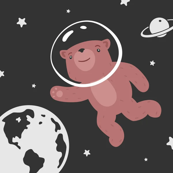 Bear in Space — Stock Vector