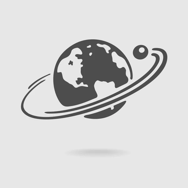 Planeta y satélite vector símbolo — Vector de stock
