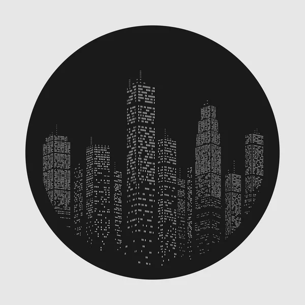 Ciudad Rascacielos Vector emblema — Archivo Imágenes Vectoriales