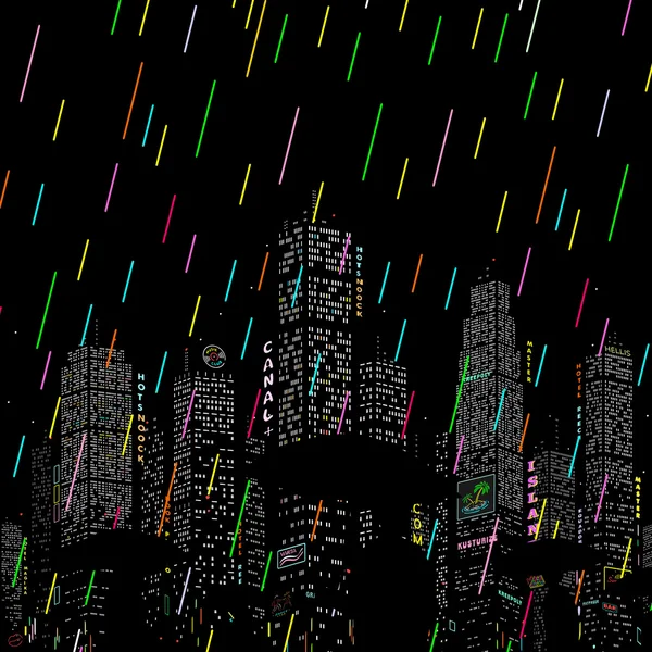 在城市的矢量背景下的雨 — 图库矢量图片