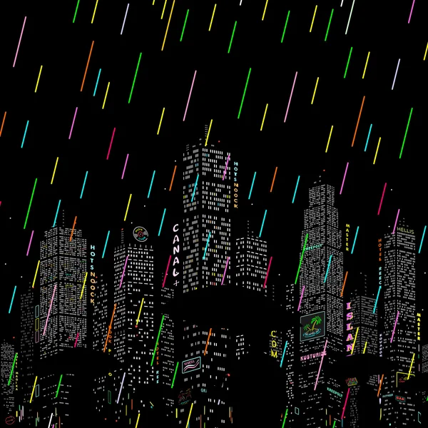 Lluvia en la ciudad Vector Fondo — Archivo Imágenes Vectoriales