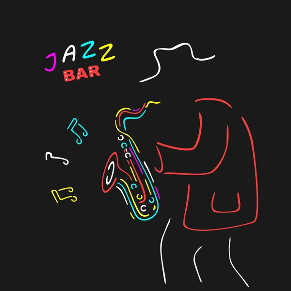 Segno neon Saxophone Jazz Vettoriale Stock