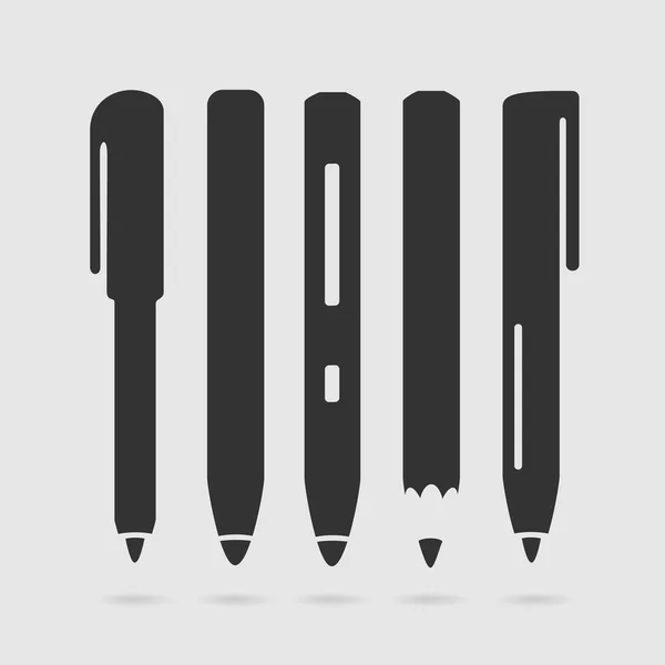 Conjunto vetorial caneta símbolo —  Vetores de Stock
