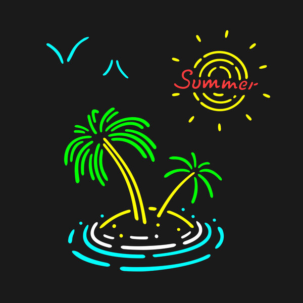 Vector Neon Symbol Palm Tree