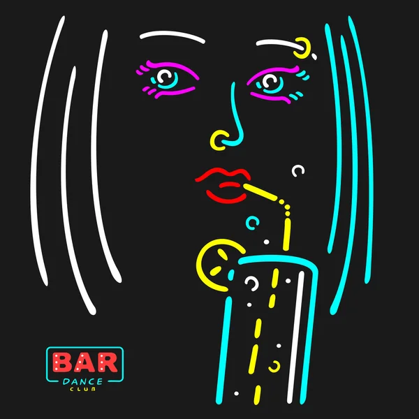 Vector Girl in The Bar — Stock Vector