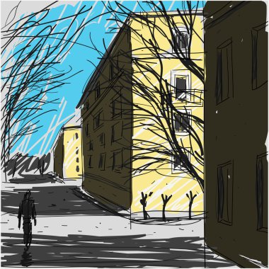 Şehir sokak Sketch vektör
