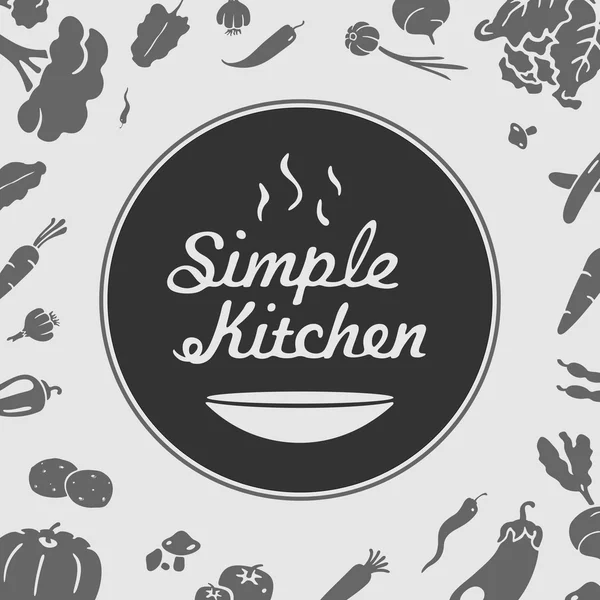 Emblema de vetor de cozinha simples — Vetor de Stock