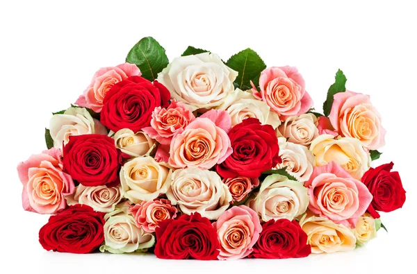 Fel veelkleurige boeket rozen. Natuurlijke bloemen pagina — Stockfoto