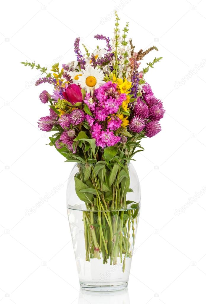 Beautiful Wild Flowers Bouquet. Wildflowers in vase Stock Photo by ...