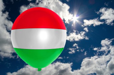 Balon üzerinde sky Macaristan bayrağı ile