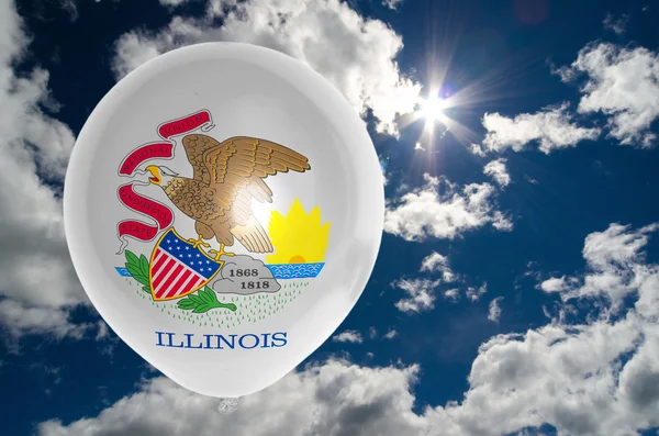 Balloon with flag of illinois on sky — Stock Photo, Image