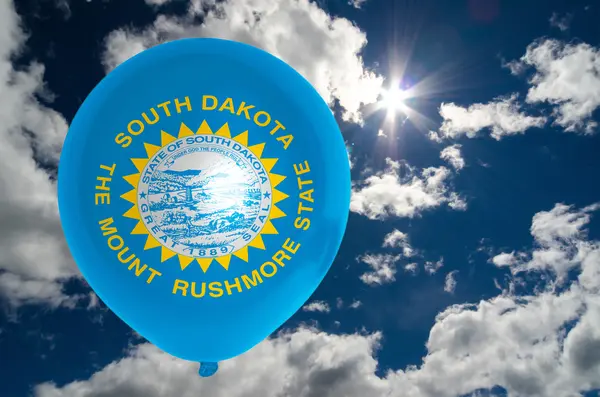 Balloon with flag of south dakota on sky — Stock Photo, Image