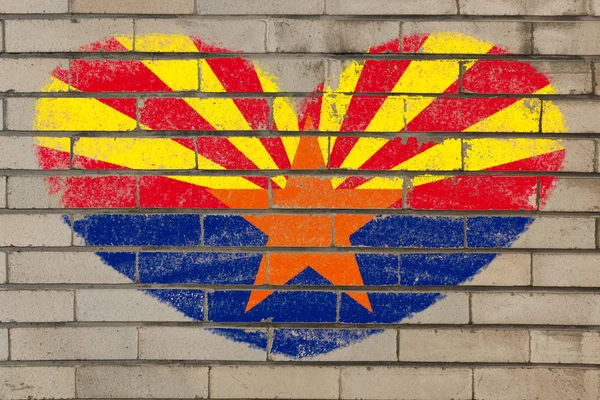 Heart shape flag of arizona on brick wall — Stock Photo, Image