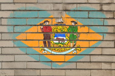 Kalp şekli bayrağı delaware tuğla duvar