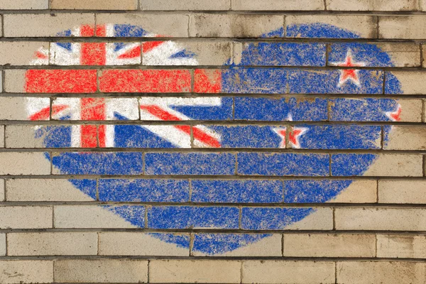 Bandera de Nueva Zelanda en la pared de ladrillo — Foto de Stock