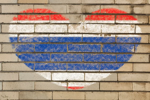 Bandera en forma de corazón de Tailandia en la pared de ladrillo —  Fotos de Stock