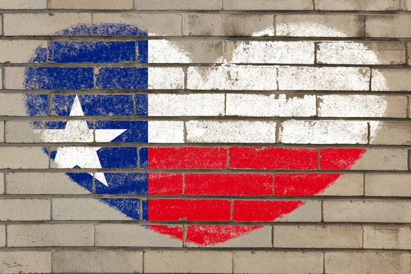 Bandiera a forma di cuore di texas su muro di mattoni — Foto Stock