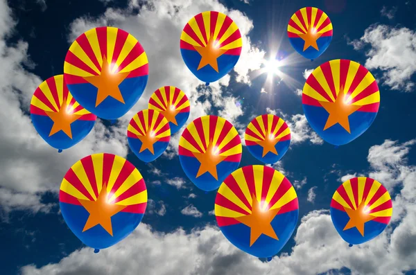 Veel ballonnen met arizona vlag op sky — Stockfoto