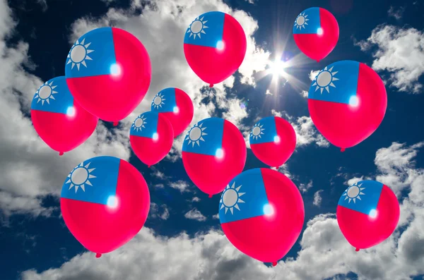 Wielu balonów z Tajwanu flaga na niebo — Zdjęcie stockowe