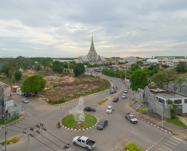 공중에서 Wat Sothon Wararam Temple Dignity Mueang Cha Choeng Sao — 스톡 사진