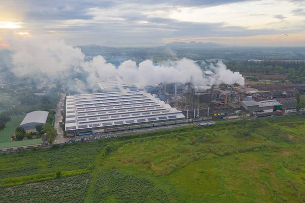 Widok Lotu Ptaka Elektrownię Węglową Mae Moh Dymem Toksycznym Powietrzem — Zdjęcie stockowe